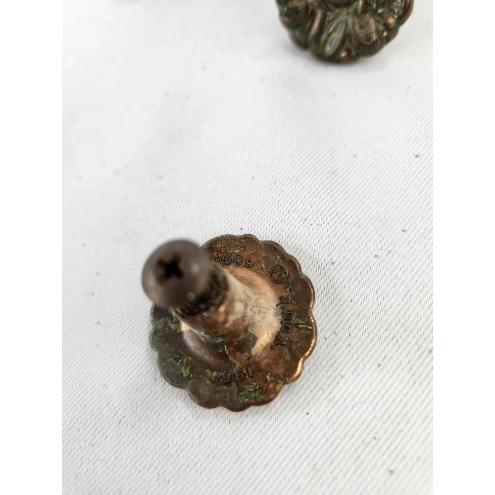 8 vintage Amerock RDCA 1960 Bronze Copper Floral Knobs Pulls French Provincial